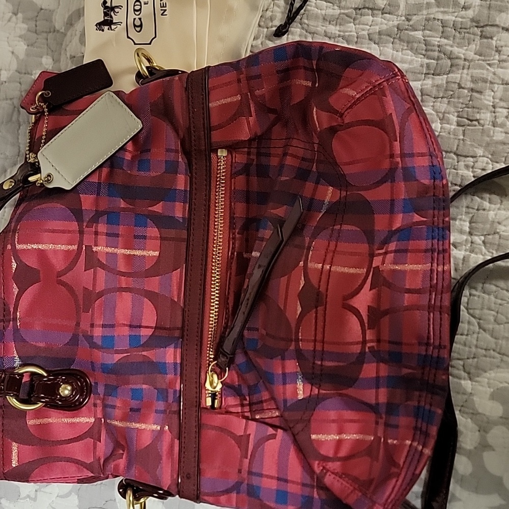 Like New Rare Coach Poppy Tartan Foldover Shoulder Bag or Cossbody Bag Purse